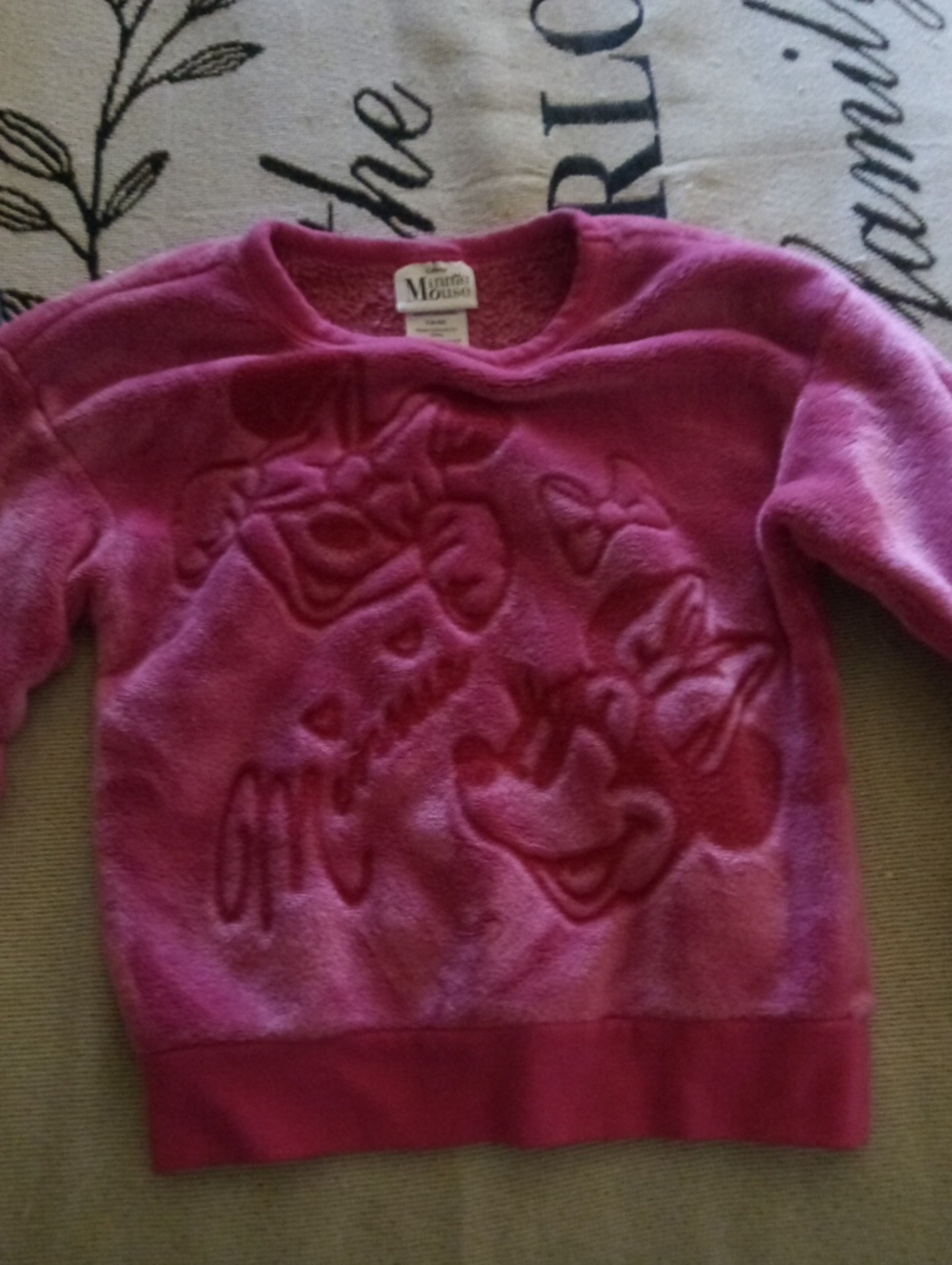 Disney Plush Minnie Mouse Crewneck Sweatshirt - Fuchsia